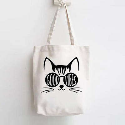 Επιστολή εκτύπωσης Shopper Handbags Καμβάς ώμου Casual κορίτσια για ψώνια Γυναίκες Κομψή τάση Χαριτωμένη τσάντα