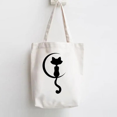 Επιστολή εκτύπωσης Shopper Handbags Καμβάς ώμου Casual κορίτσια για ψώνια Γυναίκες Κομψή τάση Χαριτωμένη τσάντα