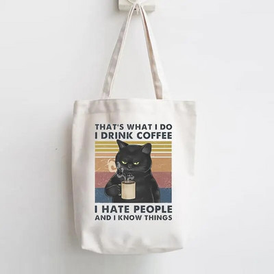 Επιστολή εκτύπωσης Shopper Handbags Καμβάς ώμου Casual κορίτσια για ψώνια Γυναίκες Κομψή τάση Χαριτωμένη τσάντα