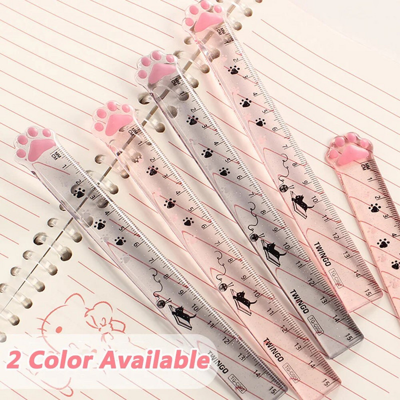 1 tk Kawaii kassikäpa sirge joonlaud armsad läbipaistvad joonlauad õpilaste kirjatarbed mõõtmisvahendid joonistusriistad kontori koolitarbed