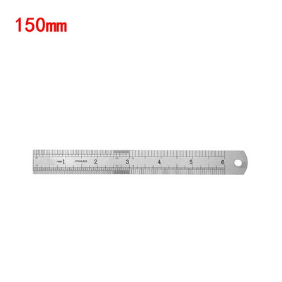 Riglă dreaptă din oțel inoxidabil Riglă dreaptă din metal cu două părți pentru măsurarea articolelor de papetărie Accesoriu pentru desenare Instrument de mână