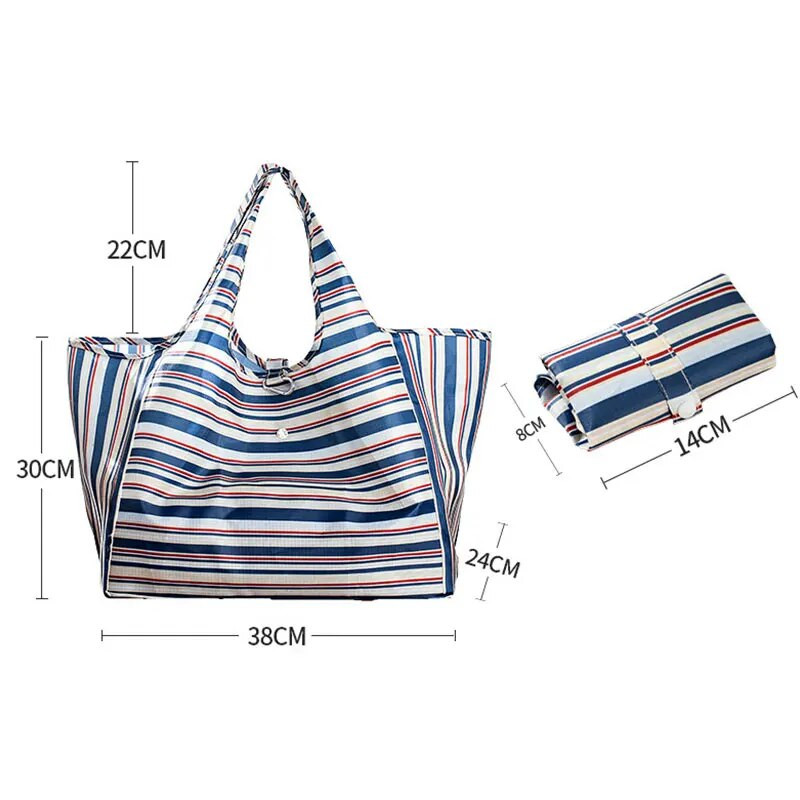 Oksfordas lielas ietilpības ūdensnecaurlaidīgs saliekams iepirkumu maisiņš Videi draudzīgs japāņu stila ūdensizturīgs poliesters ceļojumu pārtikas preču somām