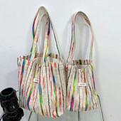 Rainbow Stripe sieviešu plecu soma Krāsains dizains Sieviešu ikdienas somas padusēs rokassomas Lielas ietilpības sieviešu iepirkumu soma