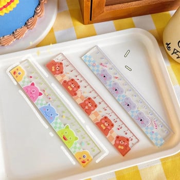 KDD Cute Kawaii Study Time Cartoon Ruler Мултифункционална линийка за рисуване Diy за деца Ученици Офис Училищни канцеларски материали