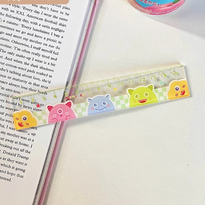 KDD drăguț Kawaii timp de studiu riglă de desene animate rigle multifuncționale de desen DIY pentru copii, studenți, birou, școală, papetărie