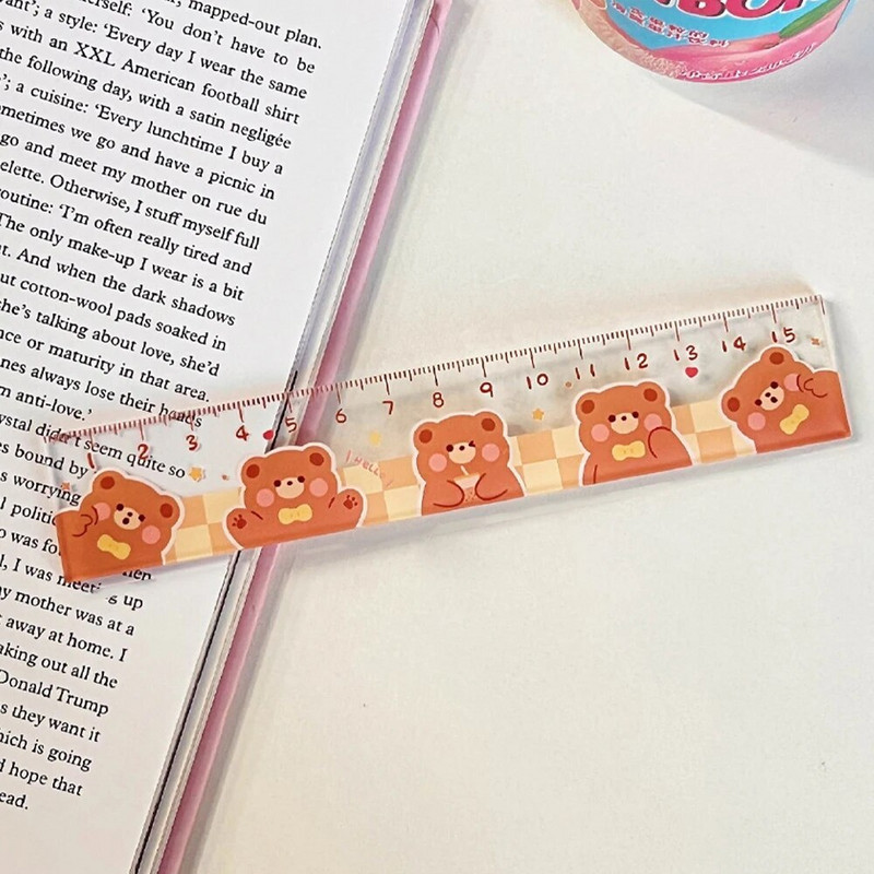 KDD jauki Kawaii mācību laika karikatūras lineāls daudzfunkcionāls zīmēšanas lineāls bērniem studentiem biroja skolas kancelejas preces