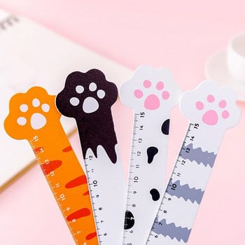 Oeny 1 τμχ Cute Kitty Cat Paw Ξύλινος ίσιος χάρακας Kawaii Stationery Αστείο δώρο σχεδίασης Κορεατικό σχολείο γραφείου Σχέδιο μέτρησης