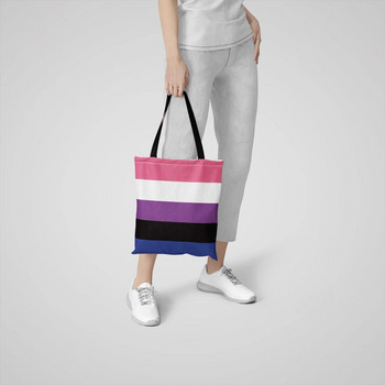 LGBT Flag Shopper Tote Bag Μοντέρνα φιλική προς το περιβάλλον, διευρυμένη τσάντα από καμβά με φερμουάρ College Book Pad Δημιουργική τσάντα ώμου δώρου