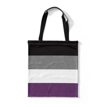 LGBT Flag Shopper Tote Bag Μοντέρνα φιλική προς το περιβάλλον, διευρυμένη τσάντα από καμβά με φερμουάρ College Book Pad Δημιουργική τσάντα ώμου δώρου