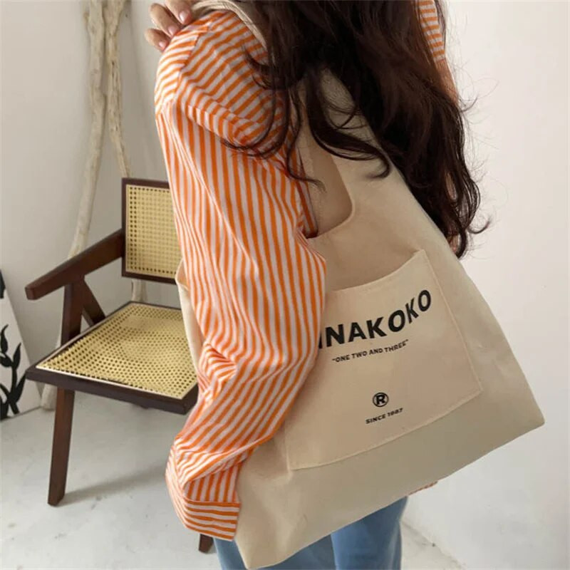 Kanvas somas sievietēm lielām sievietēm Eko kokvilnas lina auduma rokassomiņas Vēstules Drukāt Iepirkšanās somas Atkārtoti lietojamas iepirkšanās pludmales somas