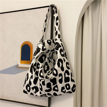 Τσάντα ώμου Leopard Μεγάλη μαλακή τσάντα τσάντα Casual Shopping Beach Travel Canvas bag