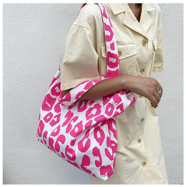 Leoparda plecu soma Liela, mīksta soma Ikdienas iepirkšanās pludmales ceļojumu audekla soma