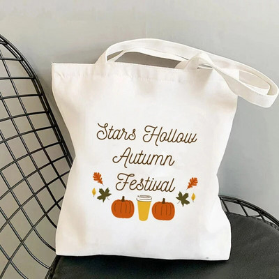 Shopper Gilmore Girl Hollow Autumn Festival Printed Tote Bag дамска чанта Harajuku shopper Чанта за пазаруване през рамо Платнена чанта