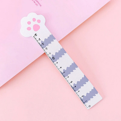 OENY 15 CM Roz Labe de pisică drăguță Rigle drepte din lemn Kawaii Rechizite de birou pentru școală Accesorii pentru planificator Premiul pentru studenți