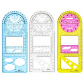 Daudzfunkcionāls ģeometriskais lineāls Ģeometriskās zīmēšanas veidnes mērīšanas rīks skolas studentu biroja arhitektūras mērīšanas noteikumam