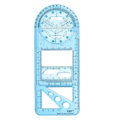 Daudzfunkcionāls ģeometriskais lineāls Ģeometriskās zīmēšanas veidnes mērīšanas rīks skolas studentu biroja arhitektūras mērīšanas noteikumam