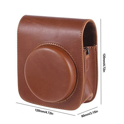 Vintage maisiņa vāka aizsargs, regulējams plecu siksna PU kameras kompaktais korpuss, kas ir pret skrāpējumiem Instax Mini 90 tūlītējai kamerai