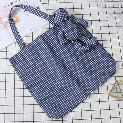 ECO Karirani medvjed Pamučno punjenje Vodootporna torba Namirnice za višekratnu upotrebu Pamučna torba velikog kapaciteta Torba za kupnju