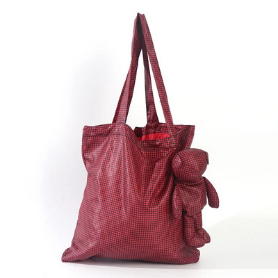 ECO Karirani medvjed Pamučno punjenje Vodootporna torba Namirnice za višekratnu upotrebu Pamučna torba velikog kapaciteta Torba za kupnju