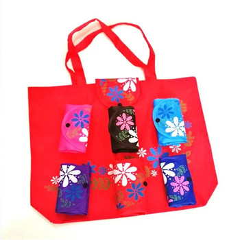 Нова дамска сгъваема пазарска чанта Многократна ръчна чанта с цветя с голям капацитет Ежедневна чанта за хранителни стоки от оксфордски плат Издръжлива дамска чанта