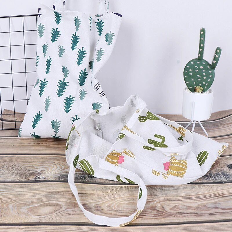 1x Pine Cactus Lina soma Tote EKO Iepirkšanās Āra Audekla Plecu somas Iepirkšanās soma sievietēm Sieviešu Ulzzang Smieklīgi Liela ietilpība