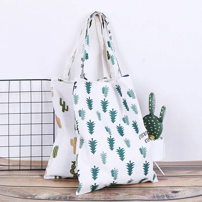 1x Pine Cactus Lina soma Tote EKO Iepirkšanās Āra Audekla Plecu somas Iepirkšanās soma sievietēm Sieviešu Ulzzang Smieklīgi Liela ietilpība