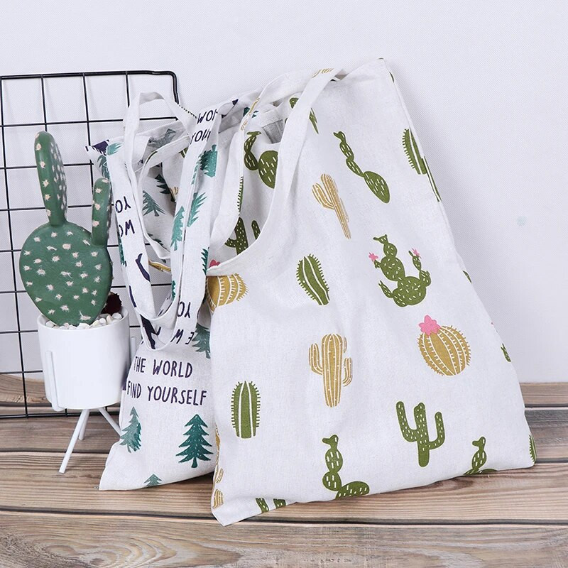 1x Pine Cactus Lina soma Tote EKO Iepirkšanās Āra Audekla Plecu somas Iepirkšanās soma sievietēm Sieviešu Ulzzang Smieklīgi Liela ietilpība