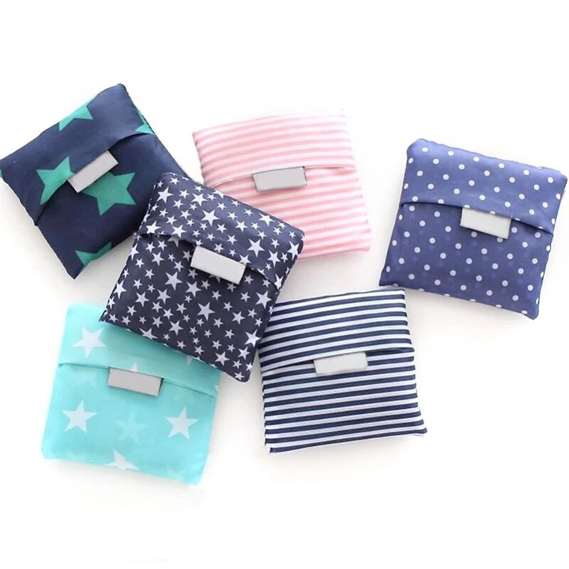 Kaasaskantav korduvkasutatav ostukott 2023 magusad triibulised täpid Suure mahutavusega kandekott Ökokotid Kokkupandav hoiustamine Mugavad käekotid