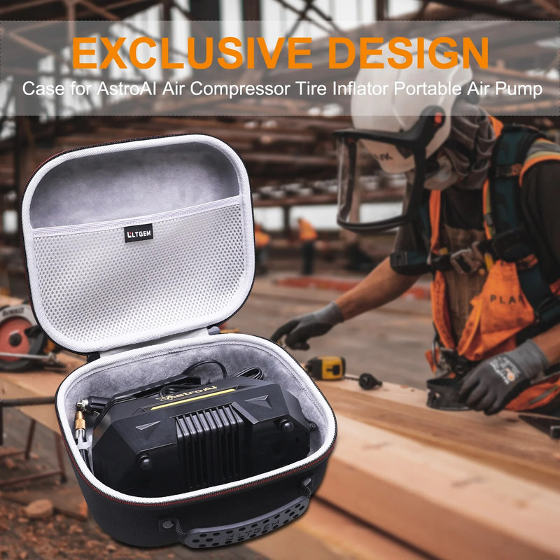 LTGEM EVA cietais futrālis AstroAI gaisa kompresora riepu piepūšamajam pārnēsājamam gaisa sūkņa velosipēdam, baloniem un citiem piepūšamiem priekšmetiem