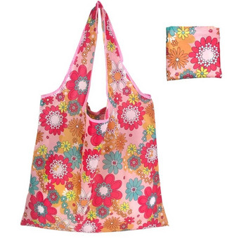 Нова модна флорална сгъваема пазарска чанта Tote Travel Eco многократни пазарски чанти Преносими чанти за хранителни стоки през рамо Дамска чанта за съхранение
