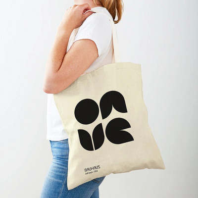 Vintage umjetnička torba za kupnju na rame Apstraktne Bauhaus šarene geometrije Ženske torbe za kupnju s dvostrukim printom Ležerne ženske platnene torbe