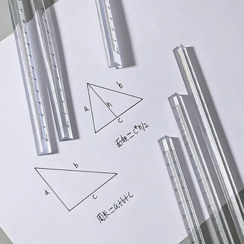 15cm /20cm Интересна прозрачна триъгълна права линийка Канцеларски материали Ученически пособия Пречупваема светлина