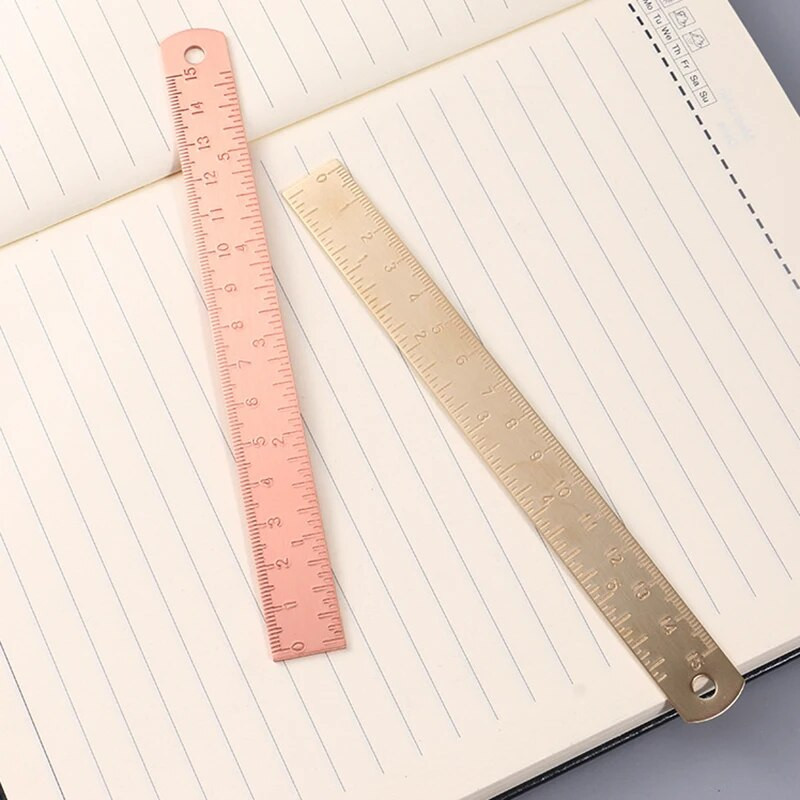 15 cm Kawaii metāla misiņa taisns lineāls Pārnēsājams vintage grāmatzīmes Vara lineāls Jauki kancelejas piederumi Mērīšanas zīmēšanas rīki Birojs