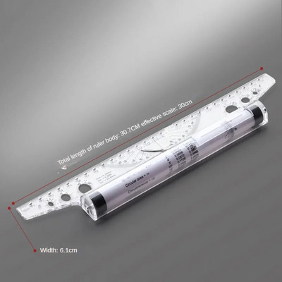 1 bucă riglă paralelă multifuncțională 30 cm instrument precis de măsurare a desenului de inginerie cu role Atelier de dulgher riglă de nivel de unghi