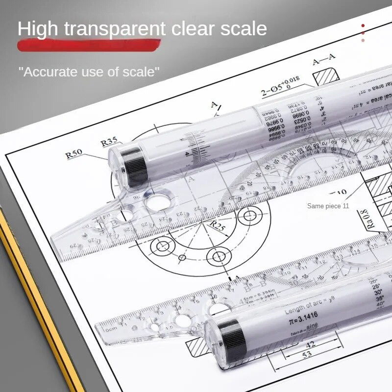 1 τεμ. παράλληλος χάρακας πολλαπλών λειτουργιών 30cm Εργαλείο μέτρησης ακριβείας μηχανικής σχεδίασης με ρολό Εργαστήριο Ξυλουργός Χάρακας επιπέδου γωνίας