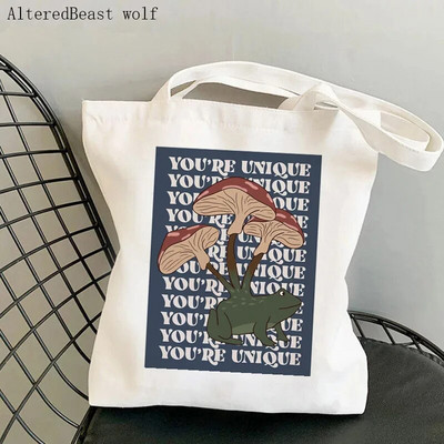 Sieviešu pircēju soma sēne jauka varde Apdrukāta Kawaii soma Harajuku iepirkšanās audekls Shopper Bag meitenes rokassoma Tote plecu sieviešu soma