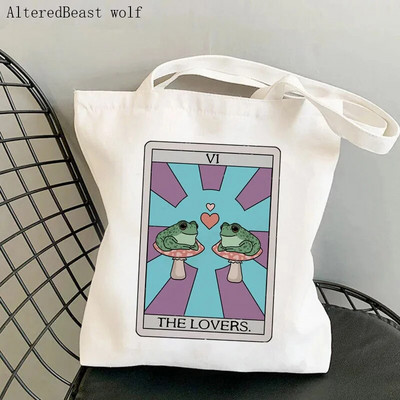 Sieviešu pircēju soma sēne jauka varde Apdrukāta Kawaii soma Harajuku iepirkšanās audekls Shopper Bag meitenes rokassoma Tote plecu sieviešu soma