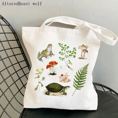Sieviešu pircēju soma sēne jauka varde Apdrukāta Kawaii soma Harajuku iepirkšanās audekls Shopper Bag meitenes rokassoma Tote plecu sieviešu soma