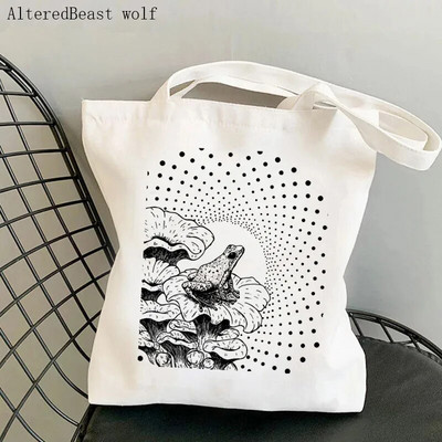 Sieviešu pircēju soma sēne jauka varde Apdrukāta Kawaii soma Harajuku iepirkšanās audekls Shopper Bag meitenes rokassoma Tote plecu sieviešu soma