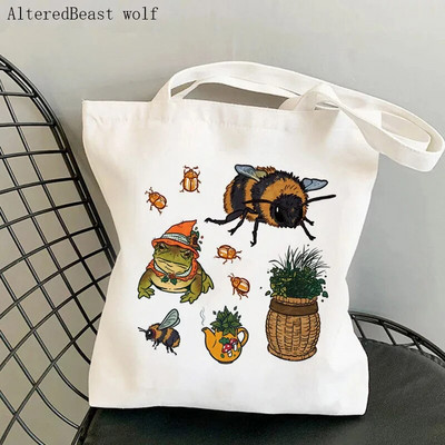 Sieviešu pircēju soma sēne jauka varde Apdrukāta Kawaii soma Harajuku iepirkšanās audekls Shopper Bag meitenes rokassoma Tote plecu sieviešu soma