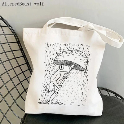 Sieviešu pircēju soma sēne jauka varde Apdrukāta Kawaii soma Harajuku iepirkšanās audekls Shopper Bag meitenes rokassoma Tote plecu sieviešu soma