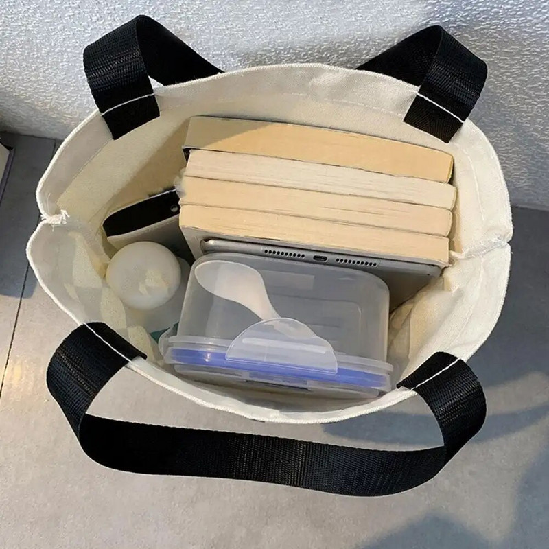 Ikdienas pārnēsājamas atkārtoti lietojamas iepirkumu somas Jauki multfilmas Lielas ietilpības rokassomas Audekla somas Adīšana Tote Bag Mode Sieviešu rokas somas