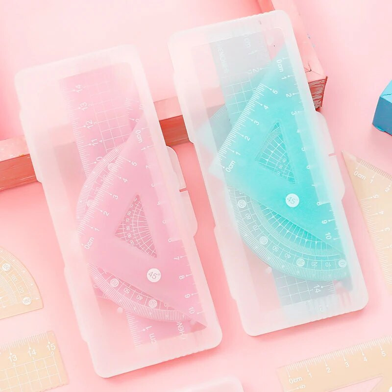 4 tk/karp Jelly värvi joonlauad kolmnurga nurgamõõtur Sirge joonlaud matemaatika joonistamine Korea kirjatarvete maalimistööriist Kontoritarbed