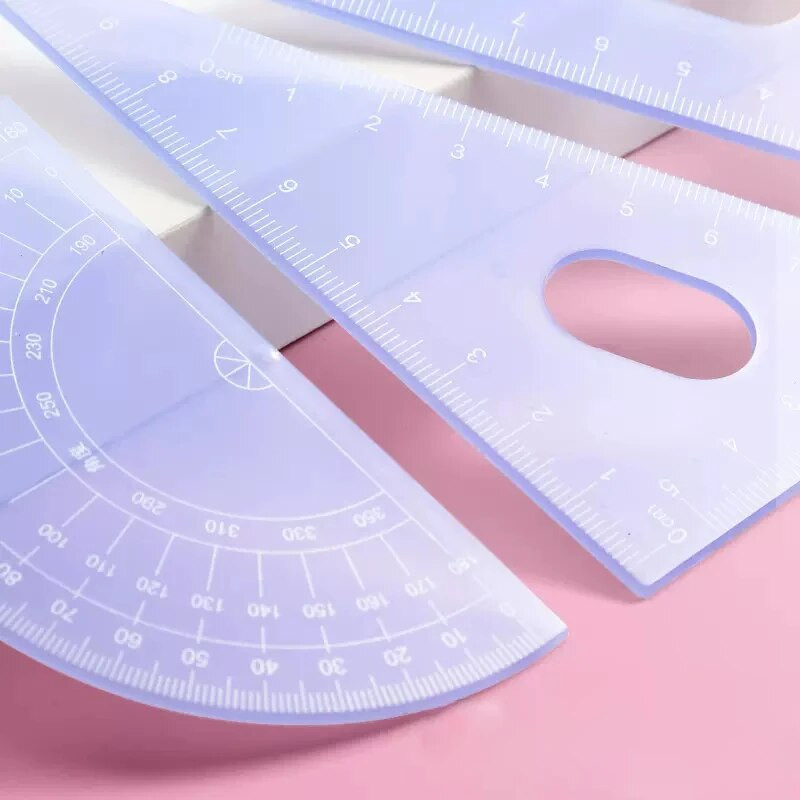 4 tk/karp Jelly värvi joonlauad kolmnurga nurgamõõtur Sirge joonlaud matemaatika joonistamine Korea kirjatarvete maalimistööriist Kontoritarbed
