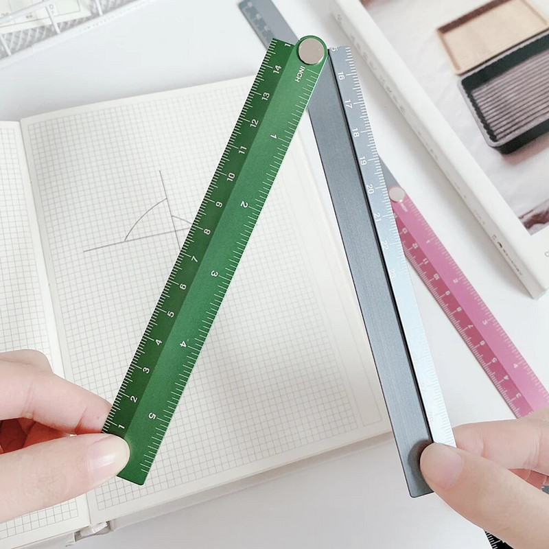 Nerūsējošā tērauda taisns lineāls centimetrs collas mērogā metriskais lineāls Precīzijas mērīšanas instruments saliekamā lineāla zīmēšanas lineāli
