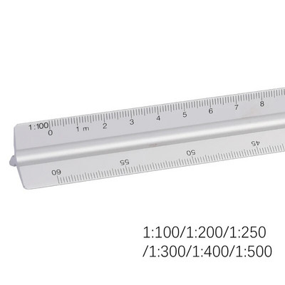 Metāla krāsas alumīnija sakausējums Mitsubishi daudzfunkcionāls 30 cm trīsstūrveida maza mēroga zīmēšanas veidnes lineāls biroja kancelejas preces