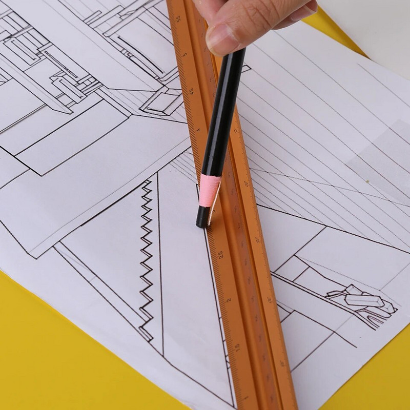 Metāla krāsas alumīnija sakausējums Mitsubishi daudzfunkcionāls 30 cm trīsstūrveida maza mēroga zīmēšanas veidnes lineāls biroja kancelejas preces