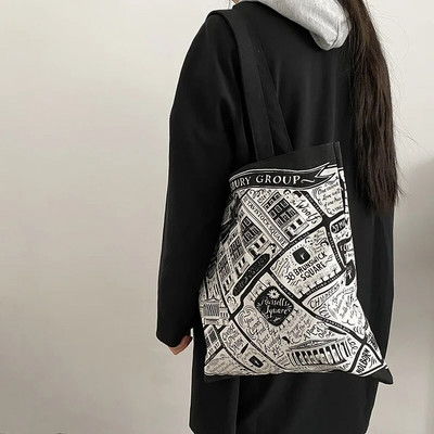 Γυναικεία πάνινη τσάντα ώμου London Bloomsbury γυναικείες τσάντες αγορών Βαμβακερό ύφασμα ύφασμα παντοπωλείο Τσάντες τσάντα για κορίτσια