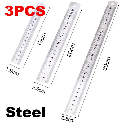 3 bucăți/set 15cm/20cm/30cm riglă unghiulară din metal din oțel inoxidabil pentru școala de inginerie, instrument de nivel de măsurare pătrată pentru birou, goniometru