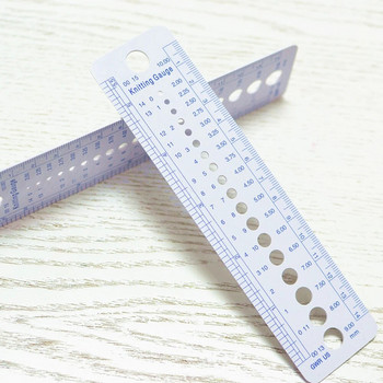 Нов 1Pc Правило Аксесоари за плетене Инч инчов шевна линийка Пластмасова линийка Измерване на размера на иглата Шиене Инструмент за плетене Kawaii